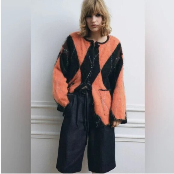Zara KNIT JACQUARD CARDIGAN NWT - Picture 6 of 14